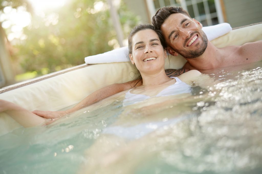 Couple enjoying relaxing time in a Hot Tub