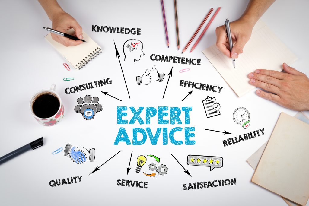 Expert Advice Concept. The meeting at the white office table.